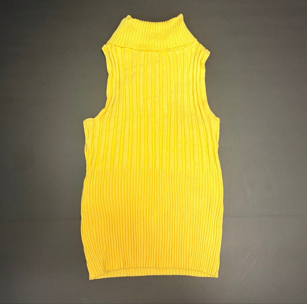 Heart n crush women’s sleeveless ribbed stretch turtleneck yellow top medium